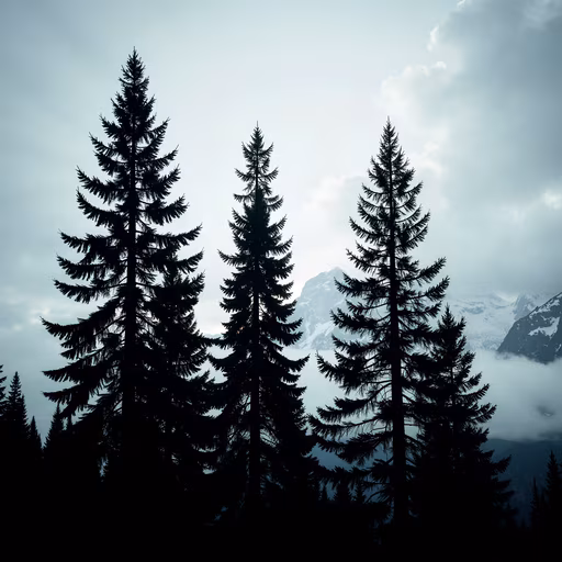 Silhouettes of Pine Trees