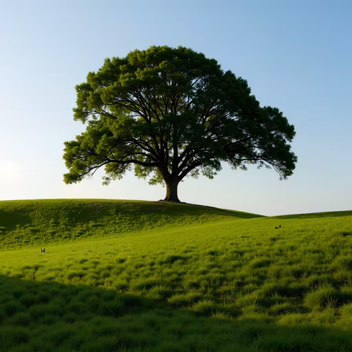 Solitary Tree on a Green Hill