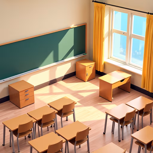 Sunlit Classroom Illustration