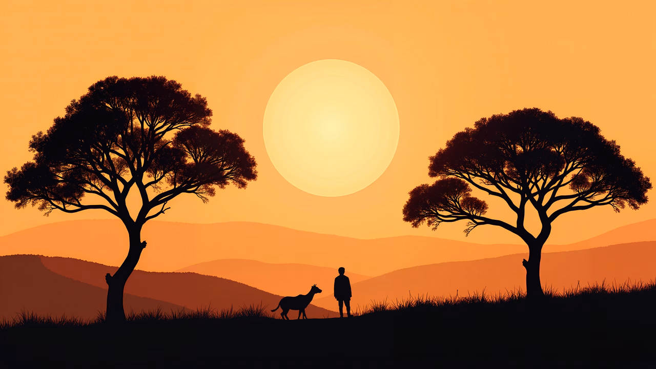 Silhouetted figures against a radiant sunset sky, evoking peace and harmony.