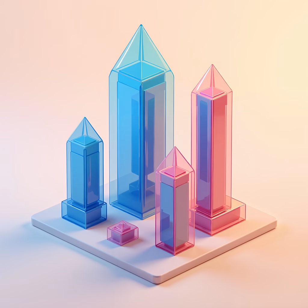 Translucent towers in pastel hues, ethereal and serene.