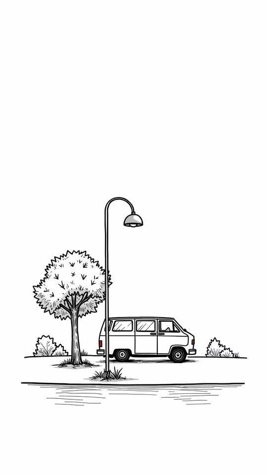 Van and Tree Sketch