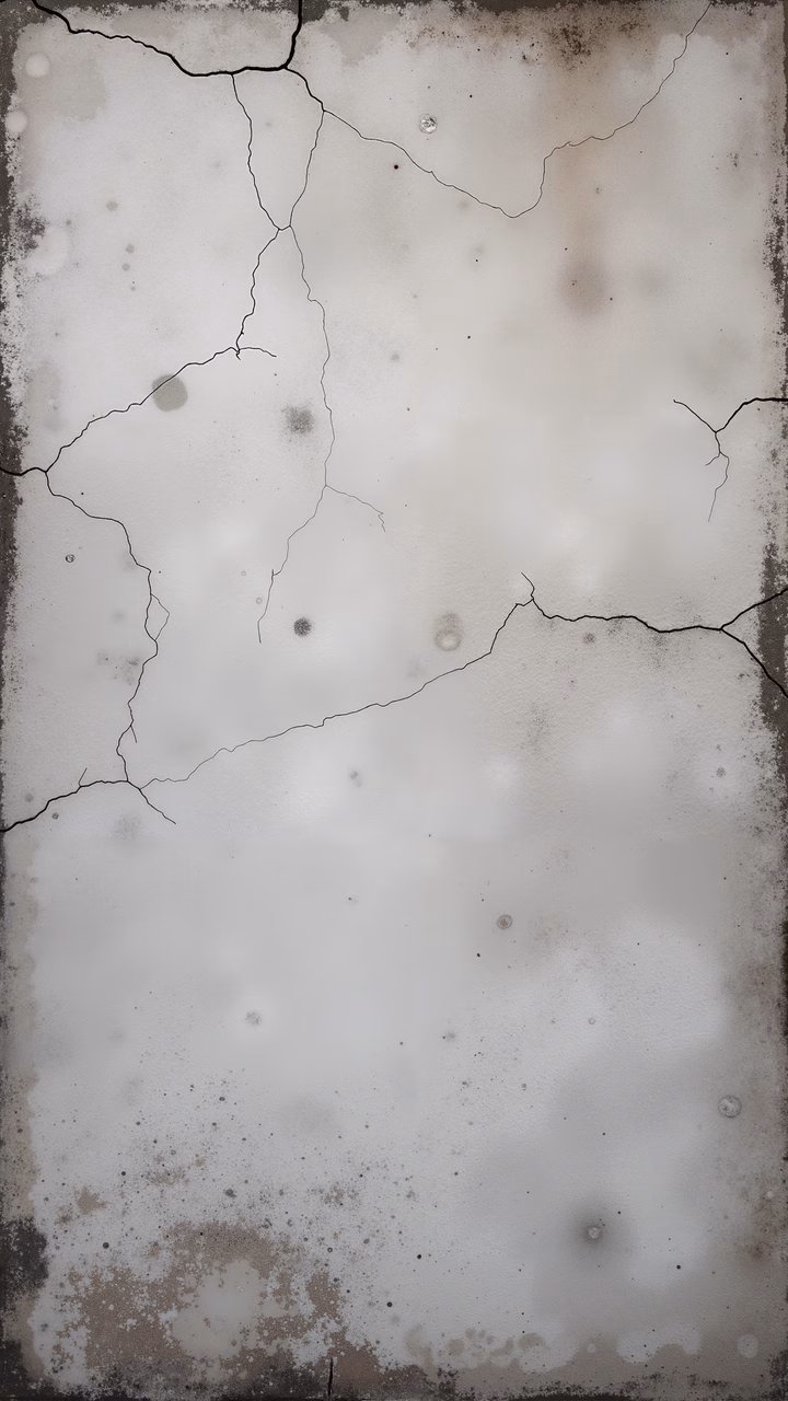 A detailed illustration of a weathered wall with cracks and stains.