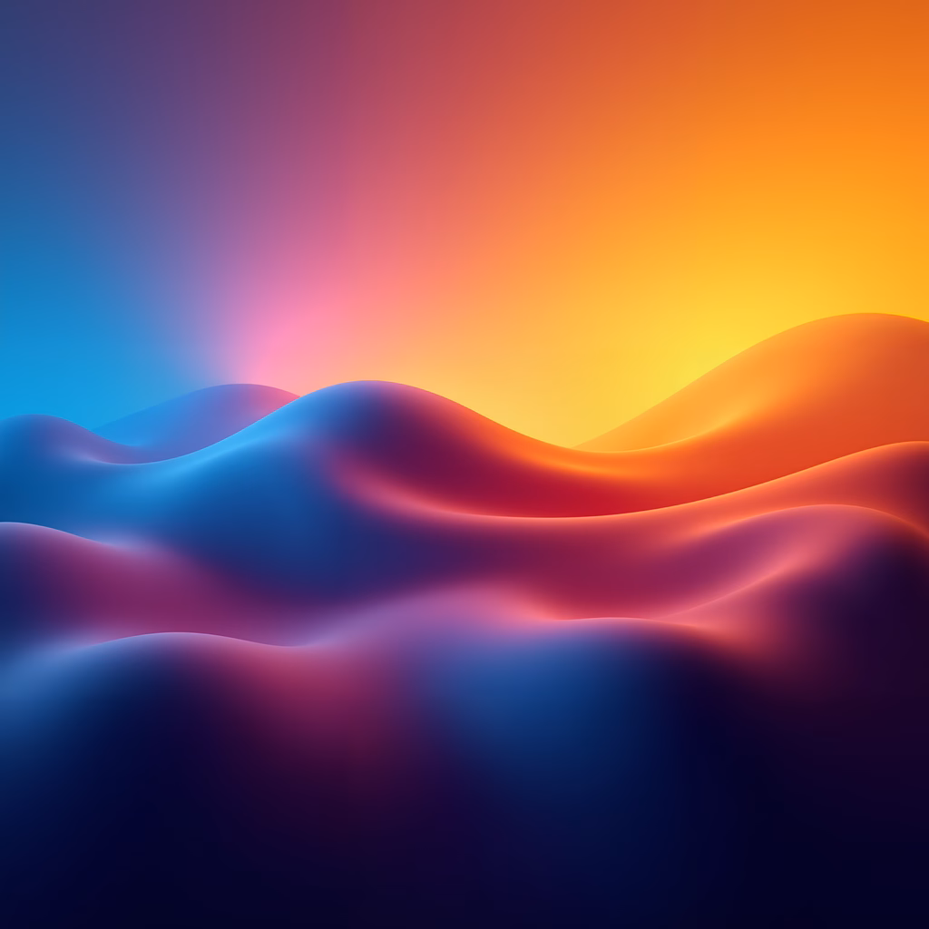 Abstract landscape with smooth waves and vibrant gradient colors.