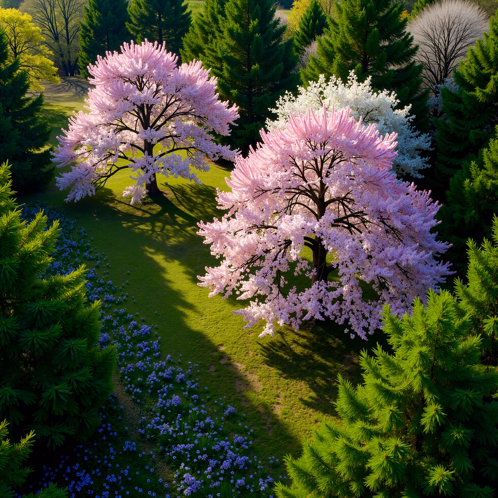 Vibrant cherry blossoms in a lush green setting, symbolizing tranquility and nature's beauty.