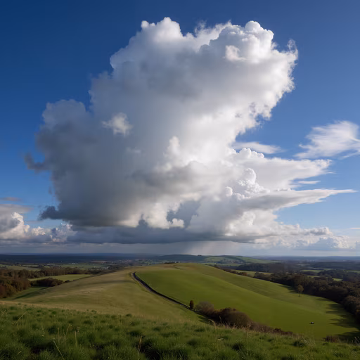 Cloudy Sky Over Rolling Hills