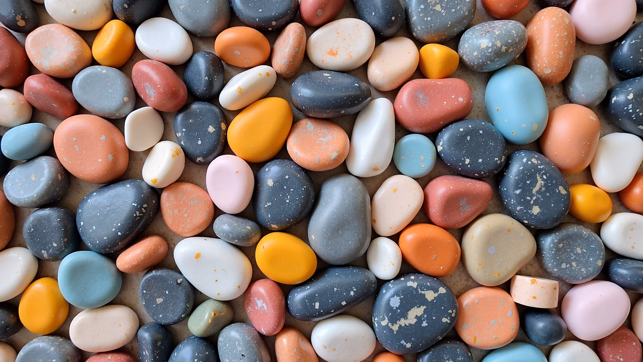 A colorful array of pebbles showcasing natural textures and hues.