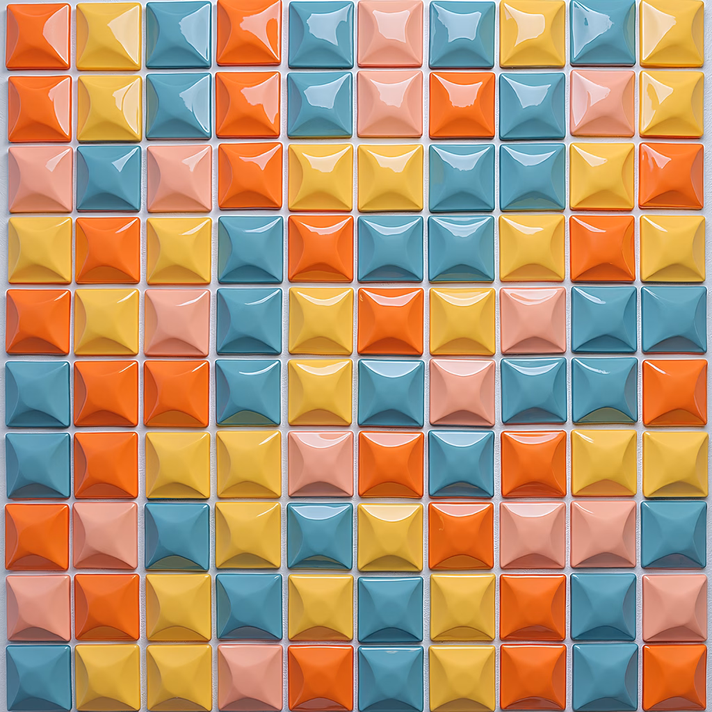 Vibrant, glossy squares in a grid pattern, abstract art