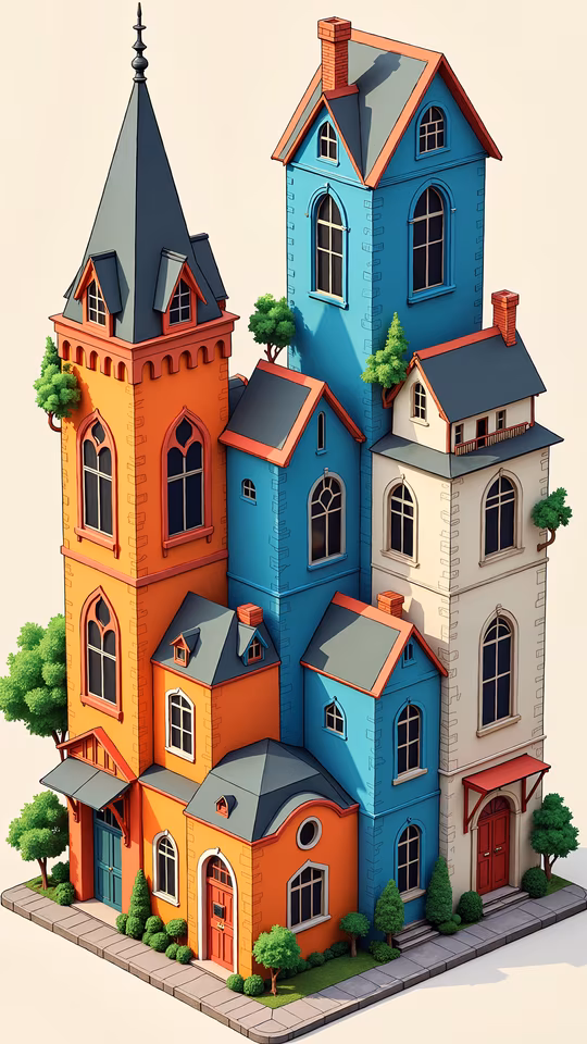 Colorful Village Illustration