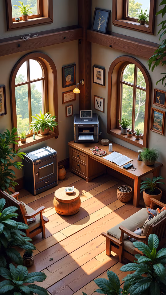 Cozy Home Office Illustration