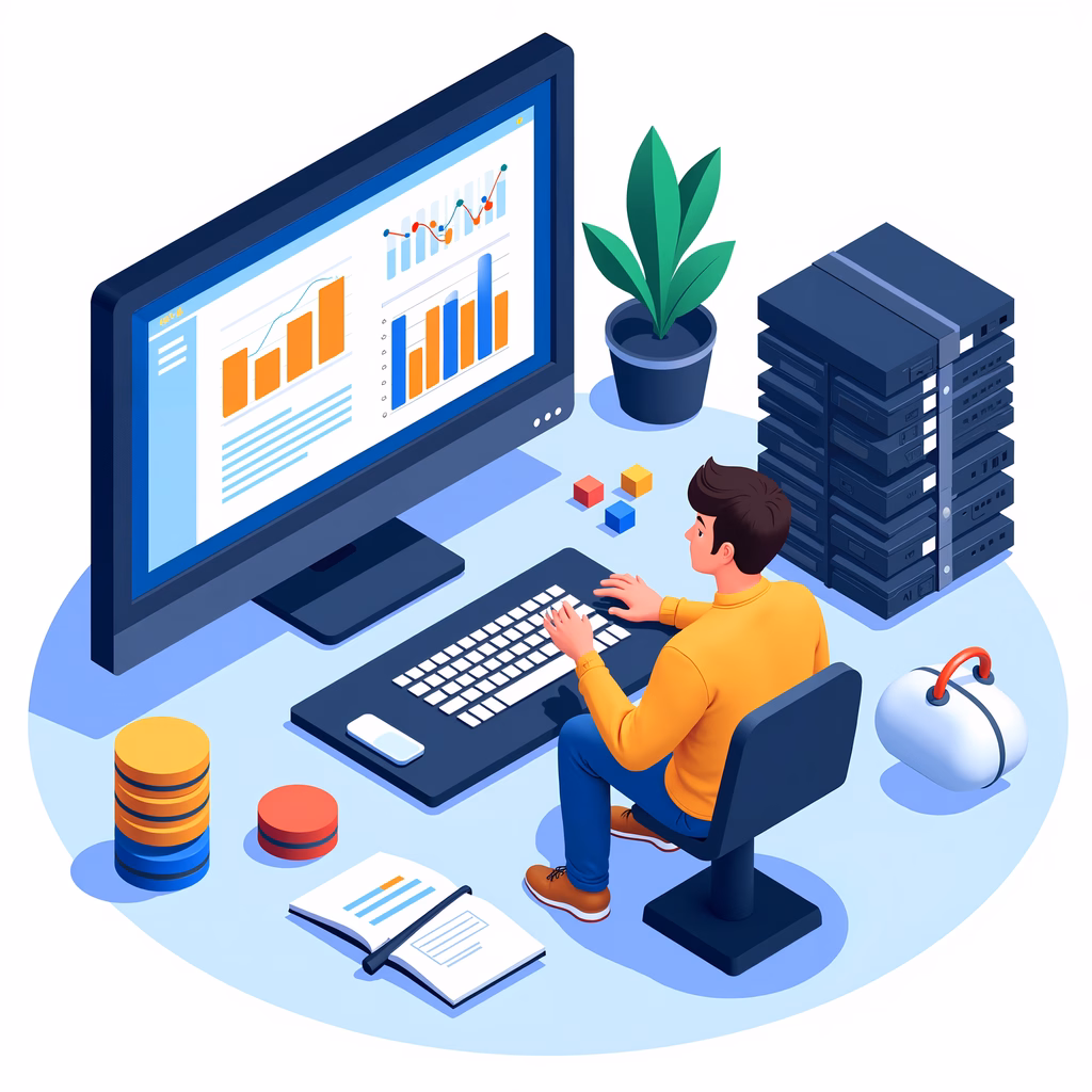 Professional data analysis in a modern office setting.