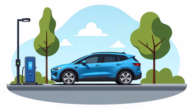 Electric Car Charging Illustration