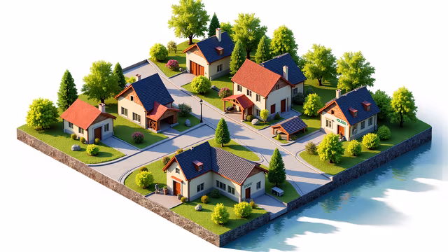 Isometric Village Illustration