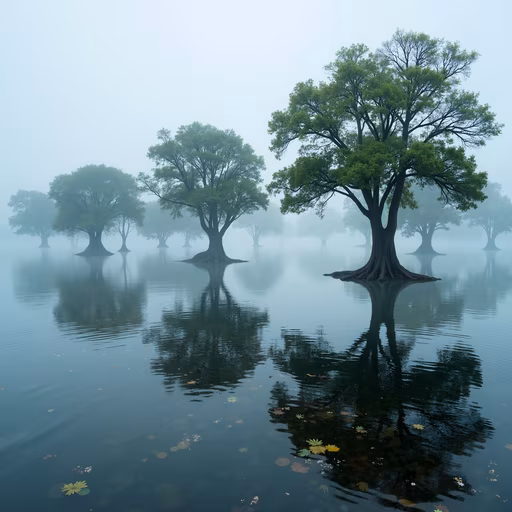 Misty Forest Reflections