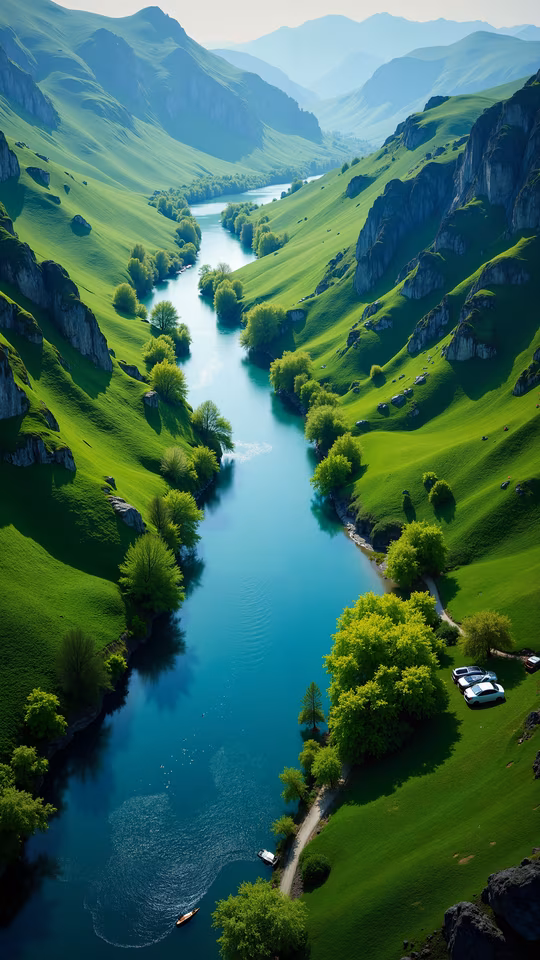 Mountain River Illustration