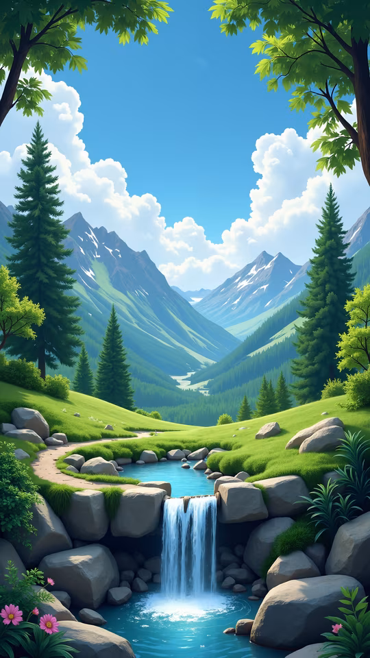 Mountain Serenity Illustration