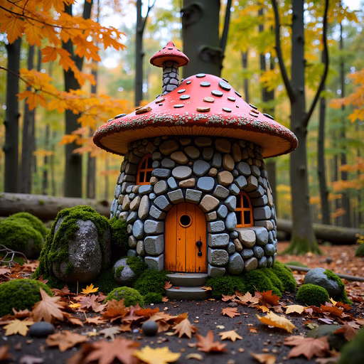 Mushroom Cottage Illustration