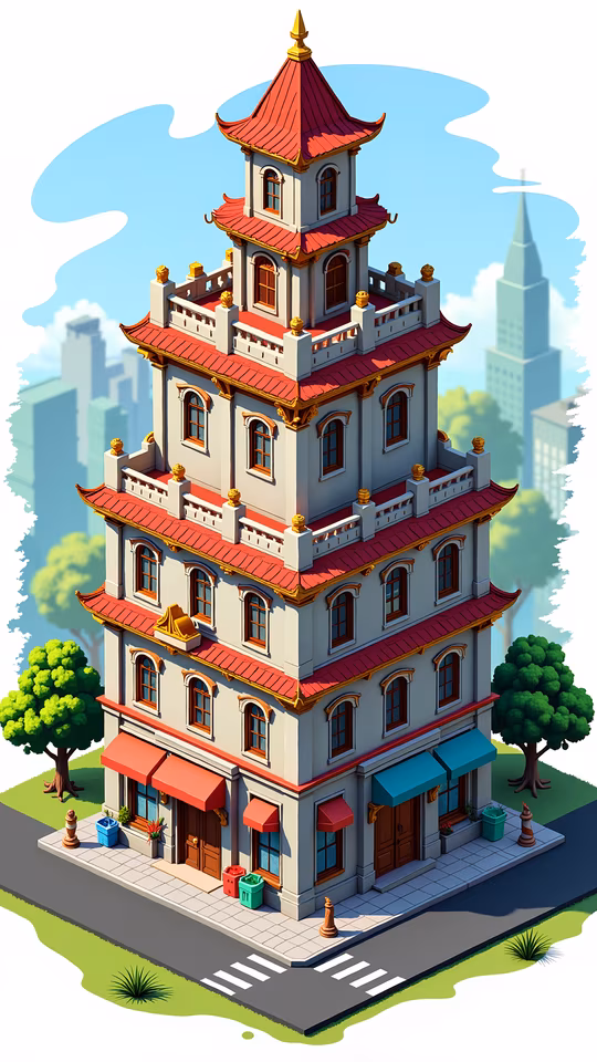 Pagoda Building Illustration