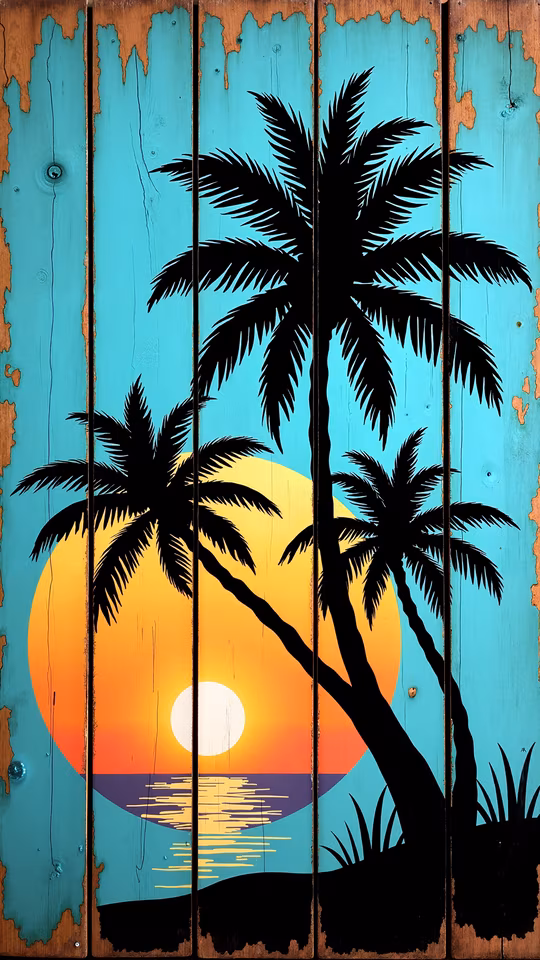 Palm Trees Sunset Illustration