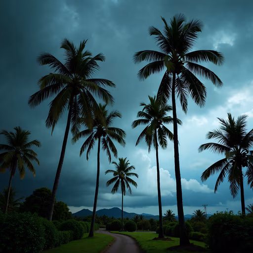Palm Trees Under a Stormy Sky