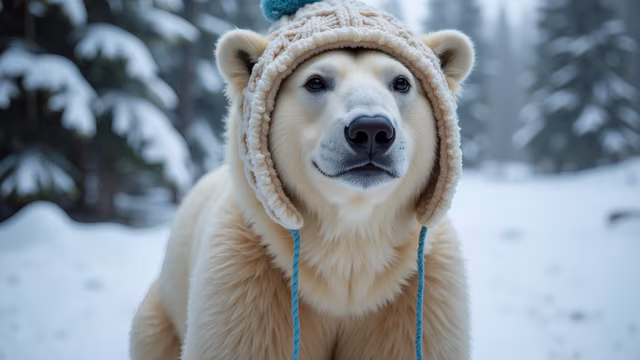 Polar Bear in Winter Wonderland