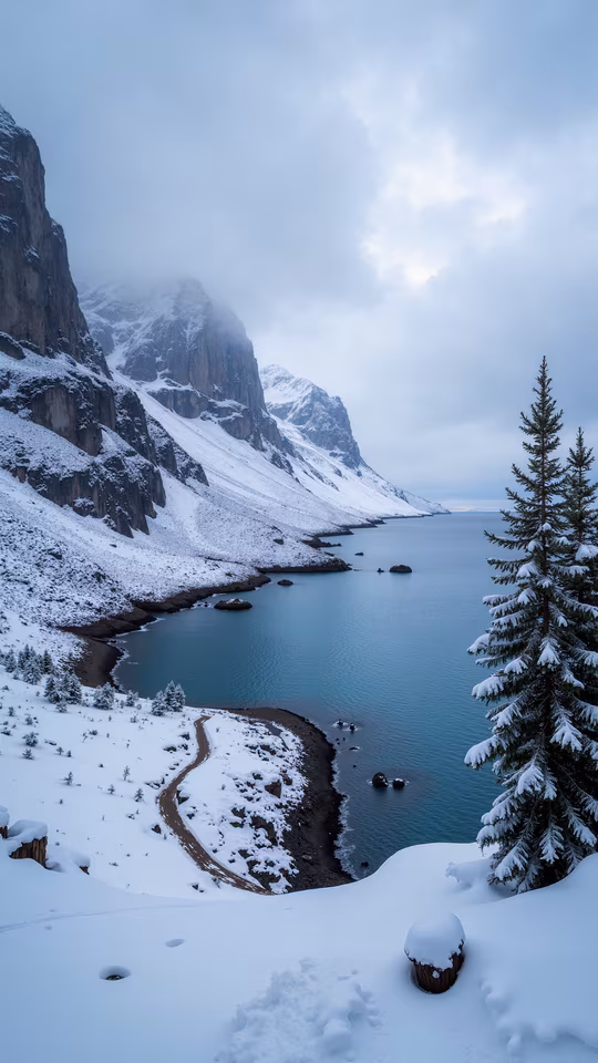 Snowy Lake Landscape