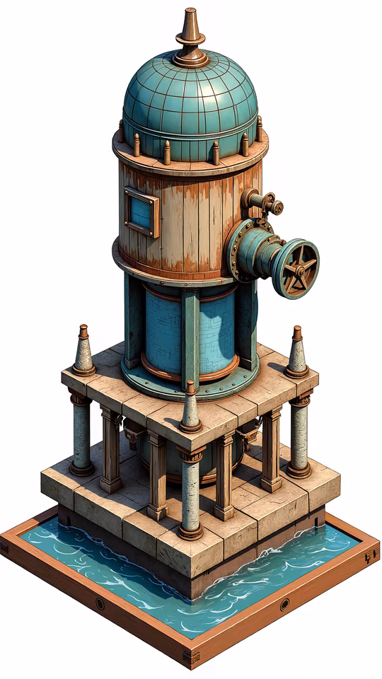 Steampunk Water Tower Illustration