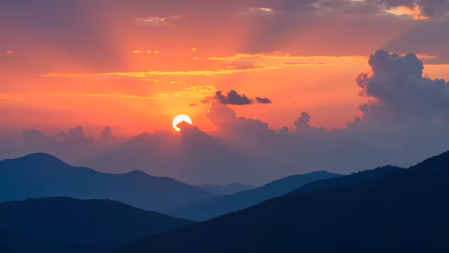Sunset Over Mountains