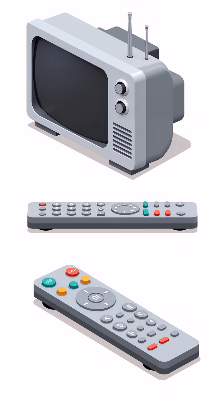 Retro TV and Remotes - Clean Illustration