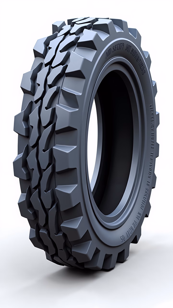 Detailed illustration of a rugged, industrial-grade tire.