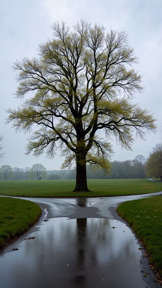 Tree Reflecting on a Wet Path