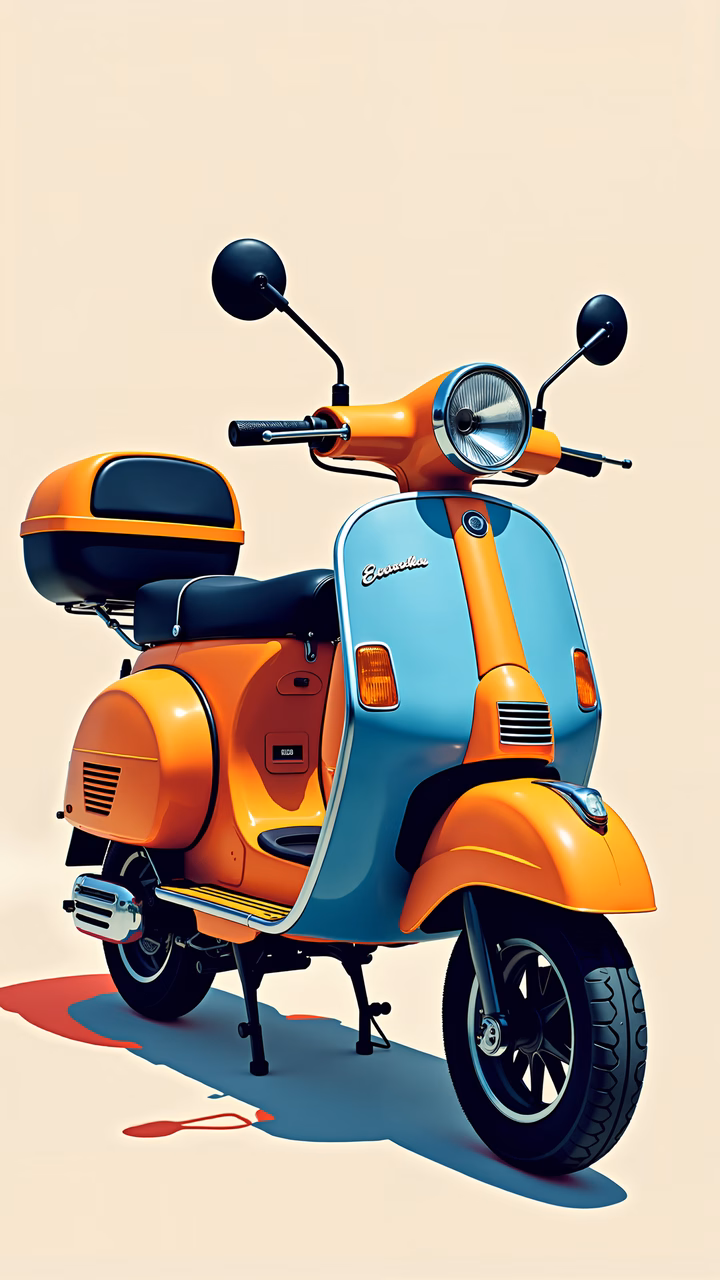 Classic Vespa scooter in bold colors, evoking nostalgia and elegance.