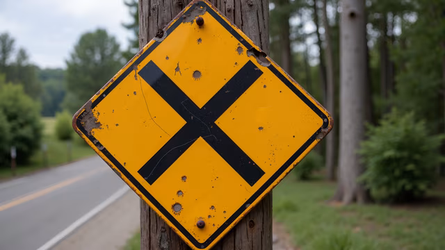 Weathered Railroad Crossing Sign