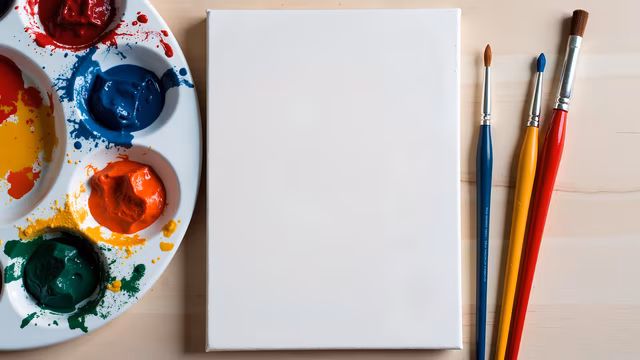 Blank Canvas with Palette and Brushes