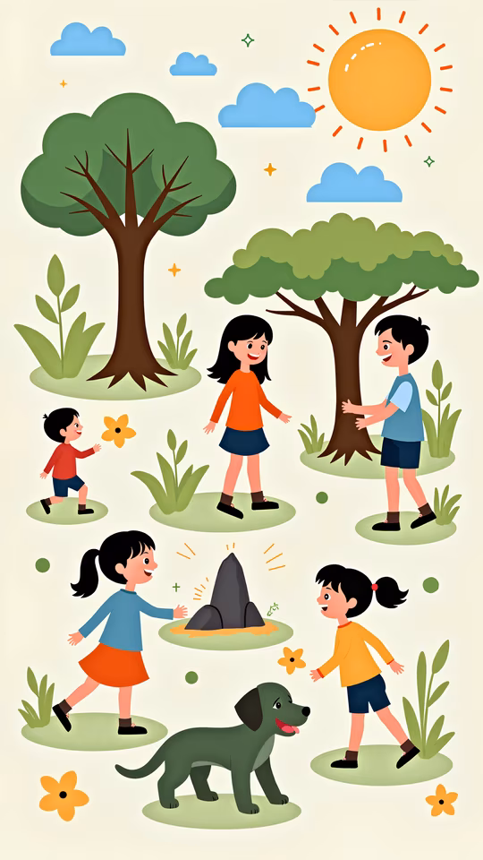 Children Playing Illustration