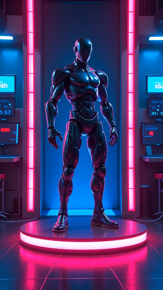 Cyborg Man in Neon Lights