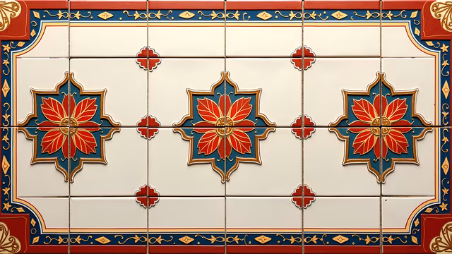 Decorative Tiles with Floral Motifs