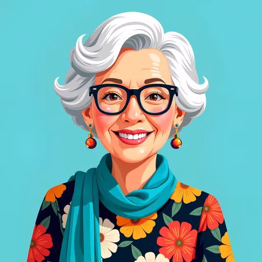 Fashionable Elderly Woman Illustration