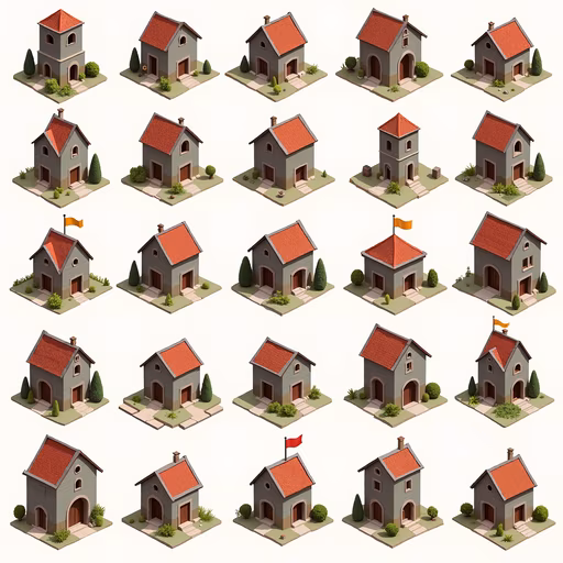 Isometric Village Illustration