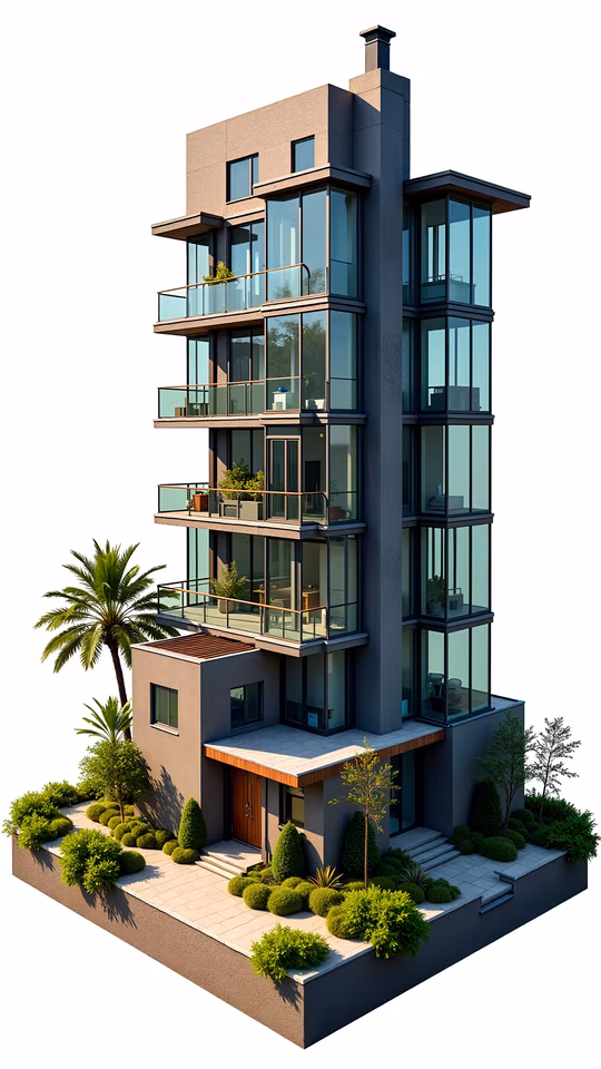 Modern Apartment Building Illustration