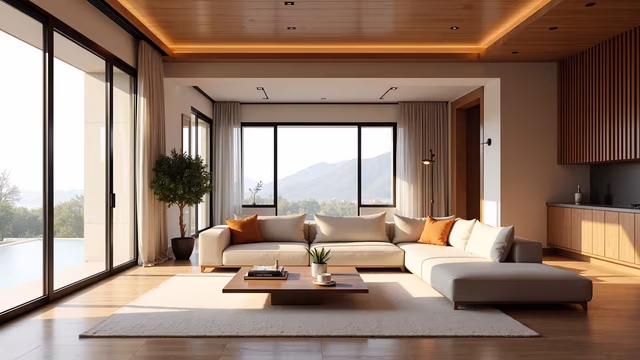 Modern Living Room with Panoramic View
