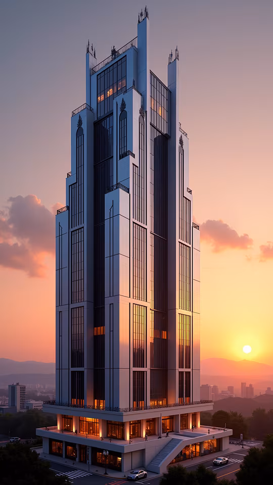 Modern Skyscraper at Sunset