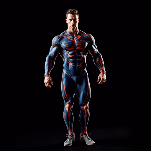 Muscular Man in Blue Suit