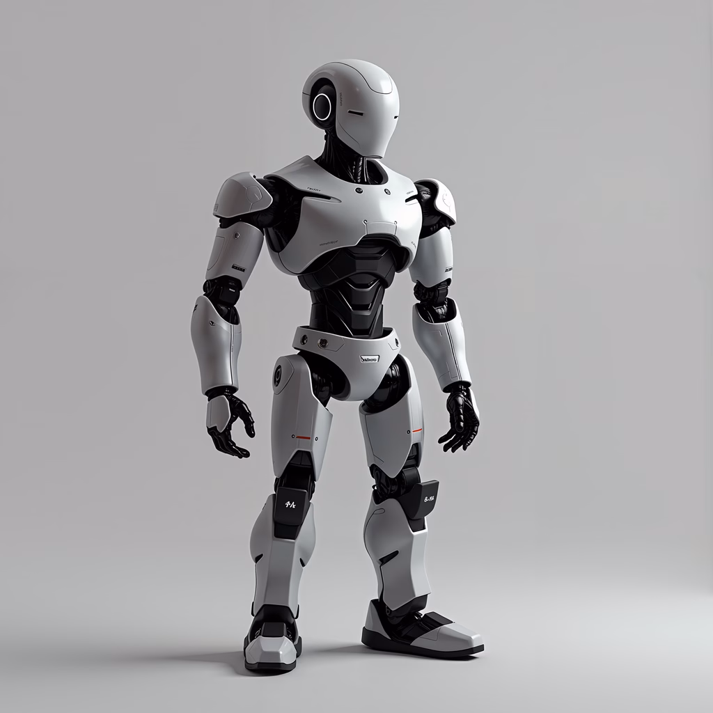Sleek, modern humanoid robot design in white and black tones.
