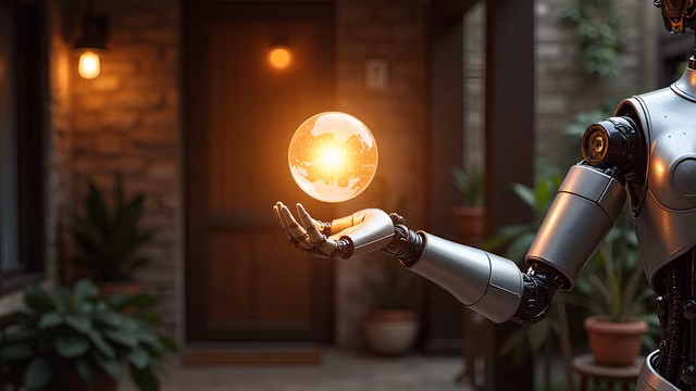 Robot Holding Glowing Orb