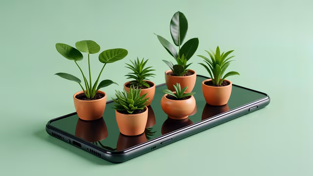 Smartphone with Miniature Plants