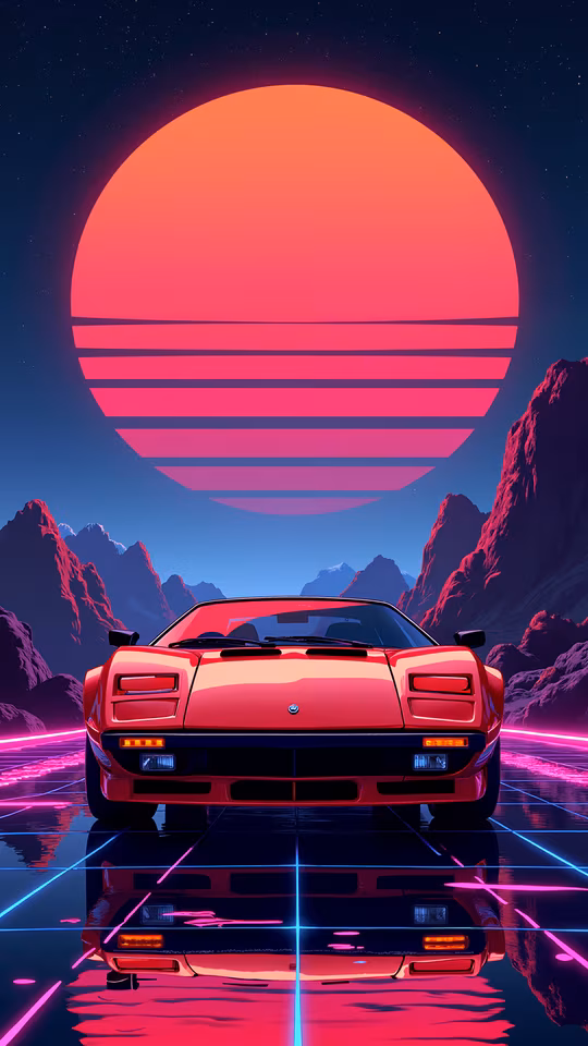 Synthwave Car Sunset