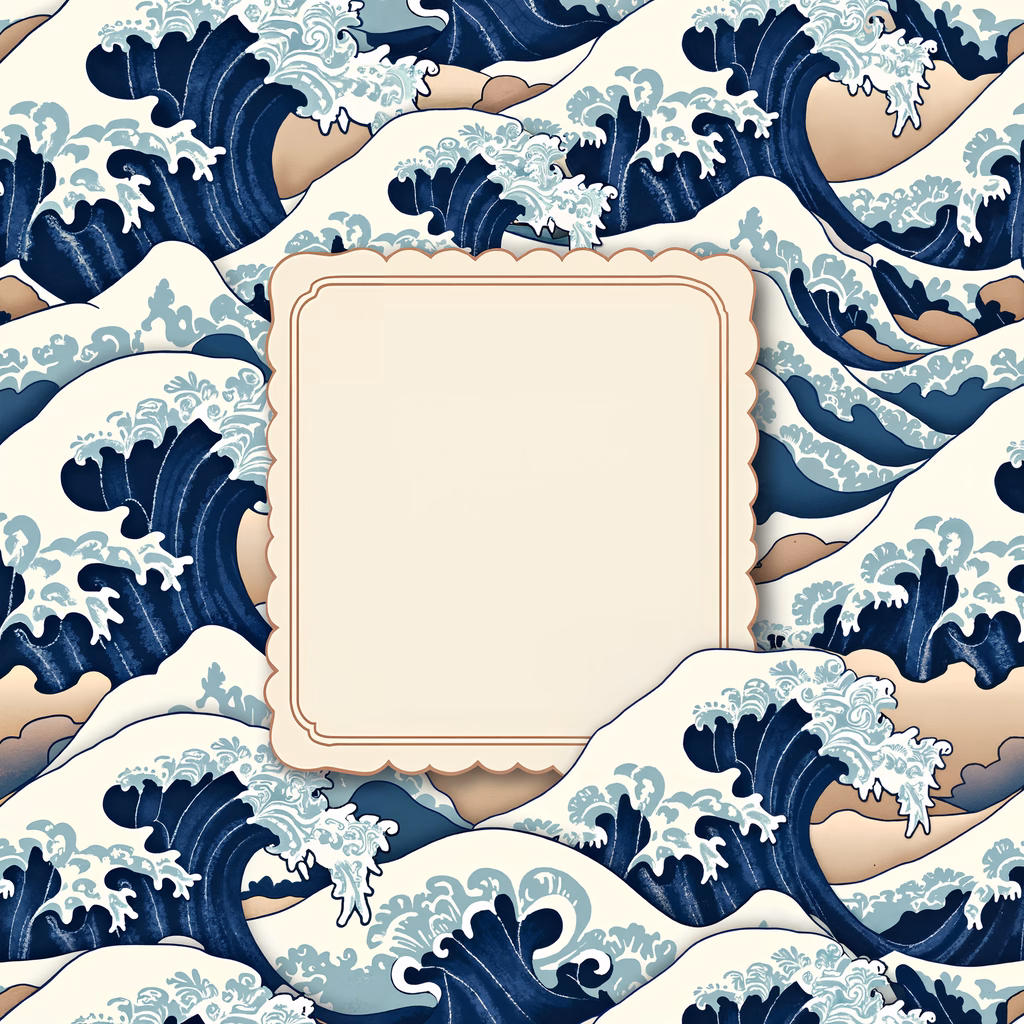 Dynamic wave illustration inspired by Hokusai’s 'The Great Wave Off Kanagawa'.