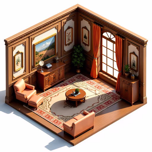 Vintage Living Room Illustration
