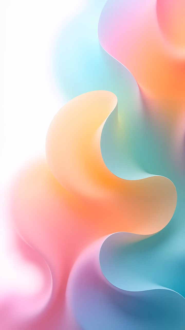 Vibrant abstract shapes in pastel gradients create a serene and dynamic visual experience.